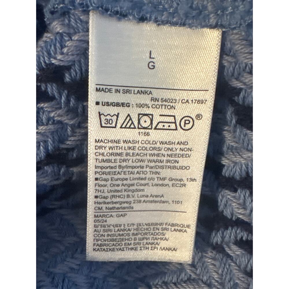 Gap Mens Textured Woven Shirt Size Large Blue Vertical Stripe Camp Shirt Summer - Picture 8 of 9